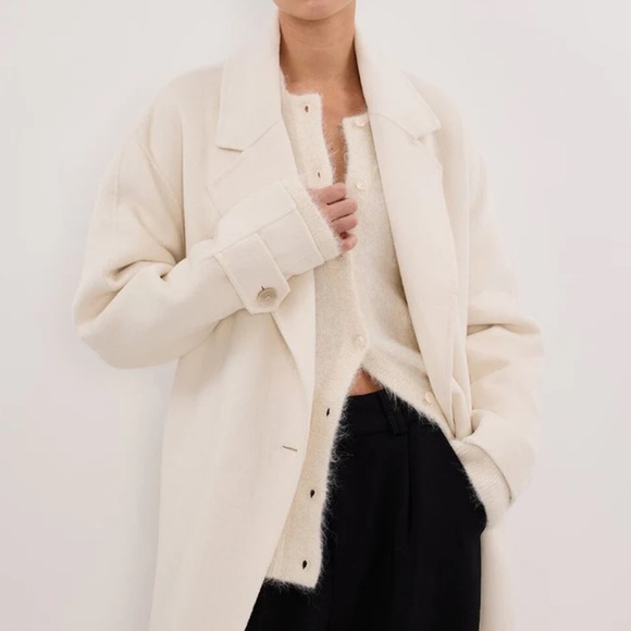 NWT DISSH Cream Long Wool Coat - Picture 3 of 8
